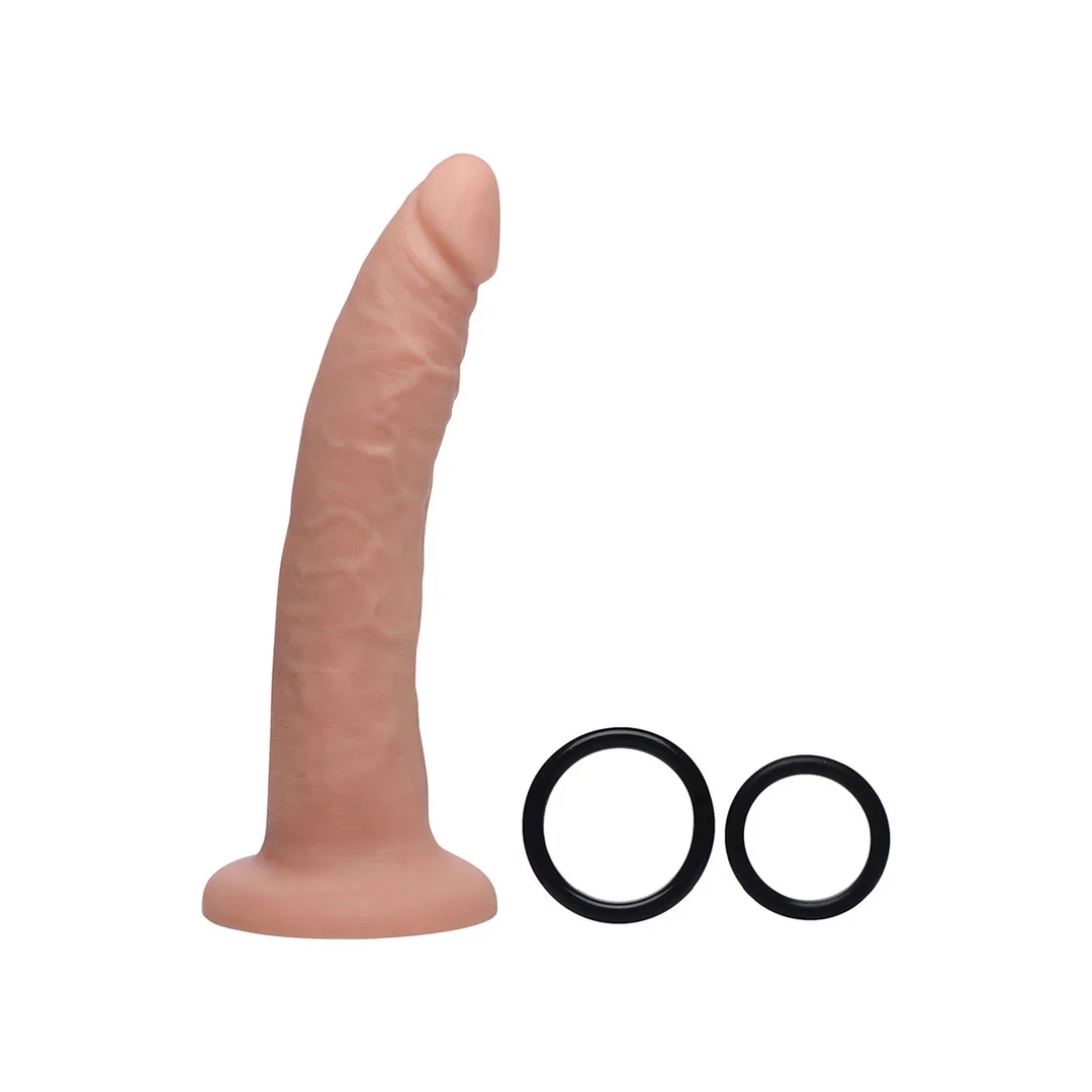 XR Brands Strap-On - silikonowy model z uprzężą, 19 cm, podwojna gęstość