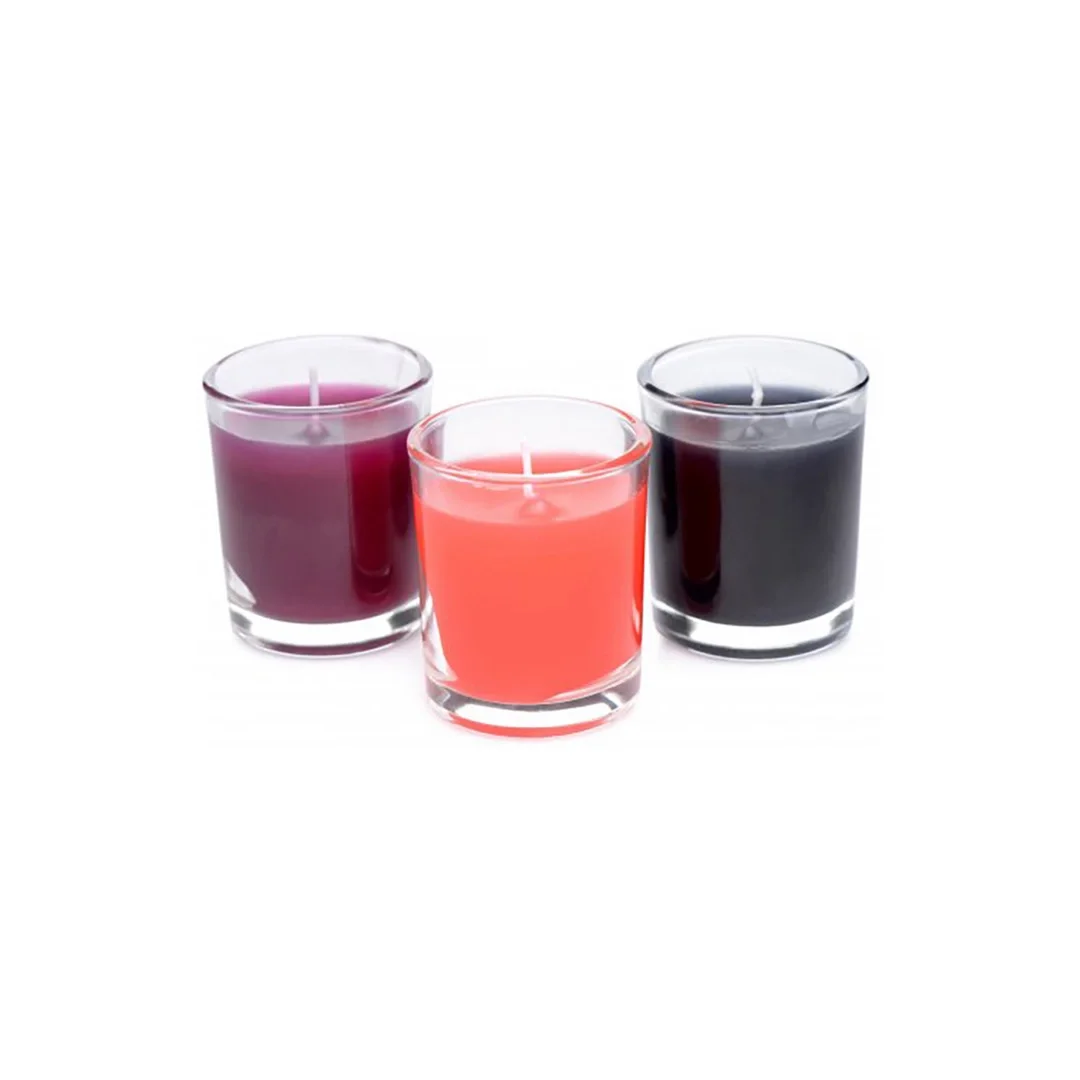 XR Brands Zestaw Aromatycznych Świec do Masażu 3 sztuki, niska temperatura topnienia