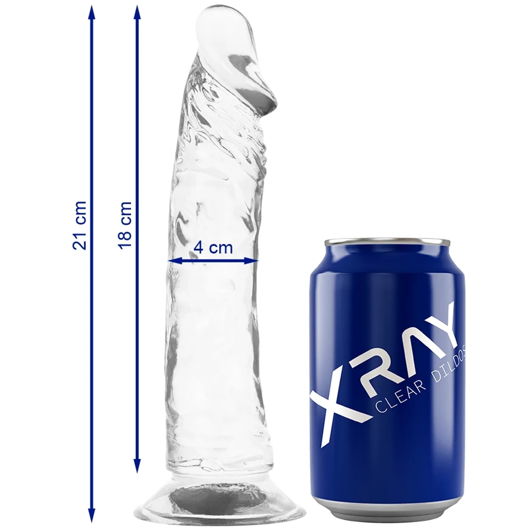 XRAY Clear Model 21 cm - Transparentny, miękki żel, przyssawka