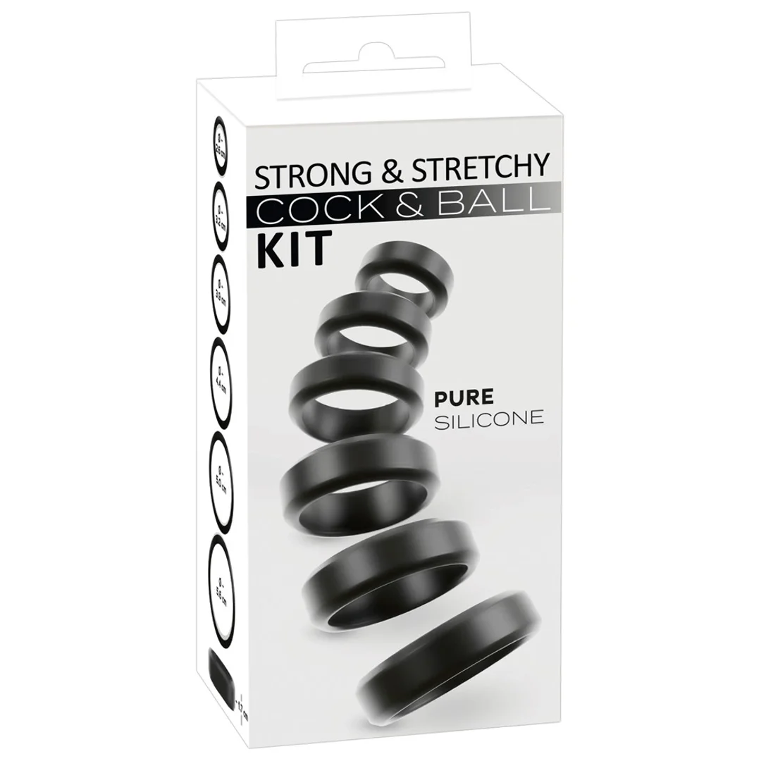 You2Toys Cock&Ball Kit Strong&Stretchy - Zestaw 6 silikonowych pierścieni