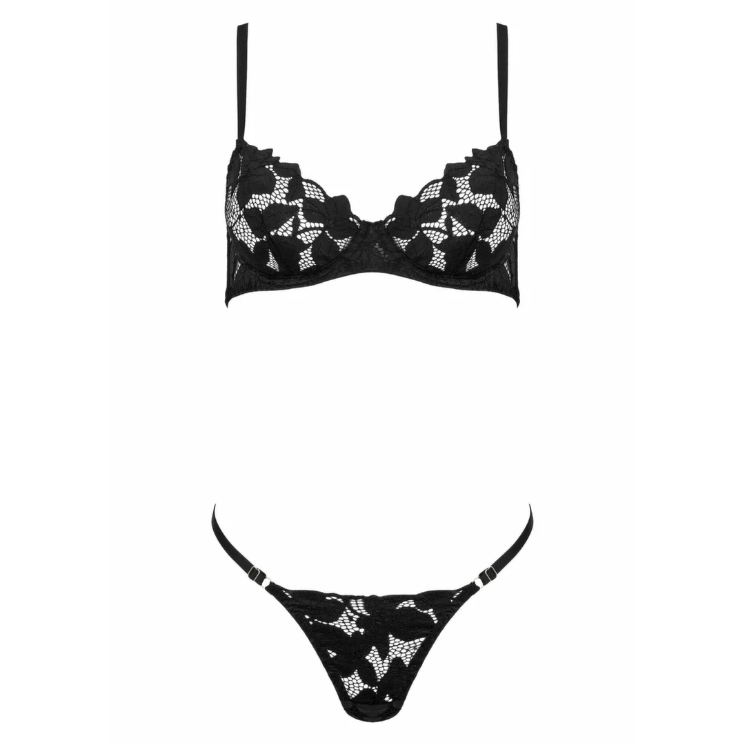 2 Pcs Set TP103 komplet bielizny koronkowej z regulacją, czarny — zdjęcie 4