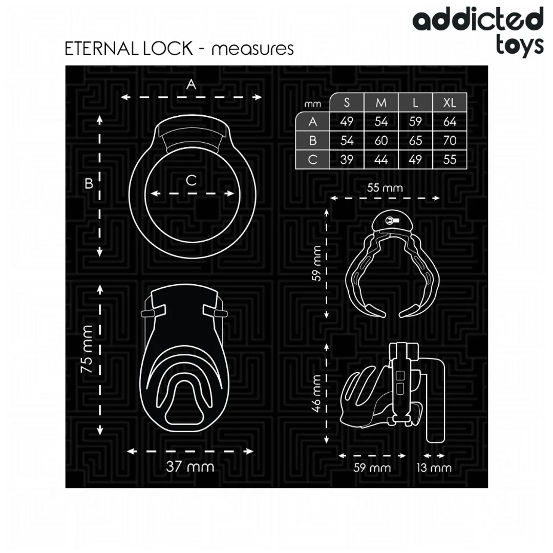Addicted Toys Locked Eternal Lock system kontroli 9 cm, 4 pierścienie — zdjęcie 5