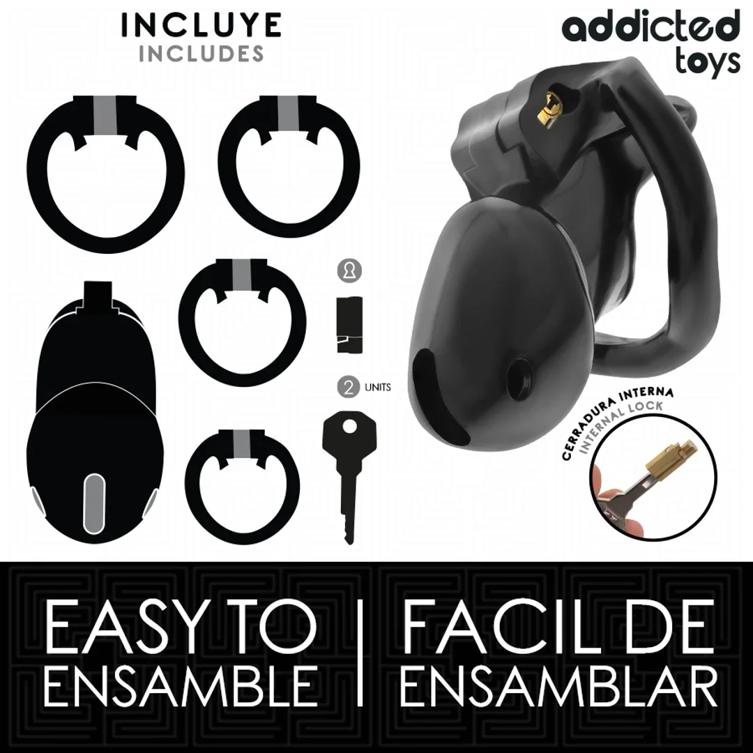 Addicted Toys Locked Midnight Cell S - system kontroli, 4 pierścienie, 4.8 cm — zdjęcie 4