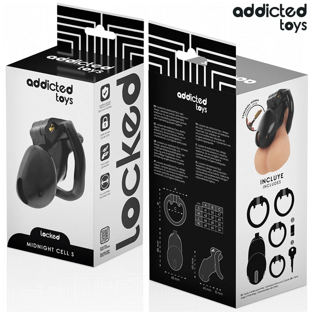 Addicted Toys Locked Midnight Cell S - system kontroli, 4 pierścienie, 4.8 cm — zdjęcie 6