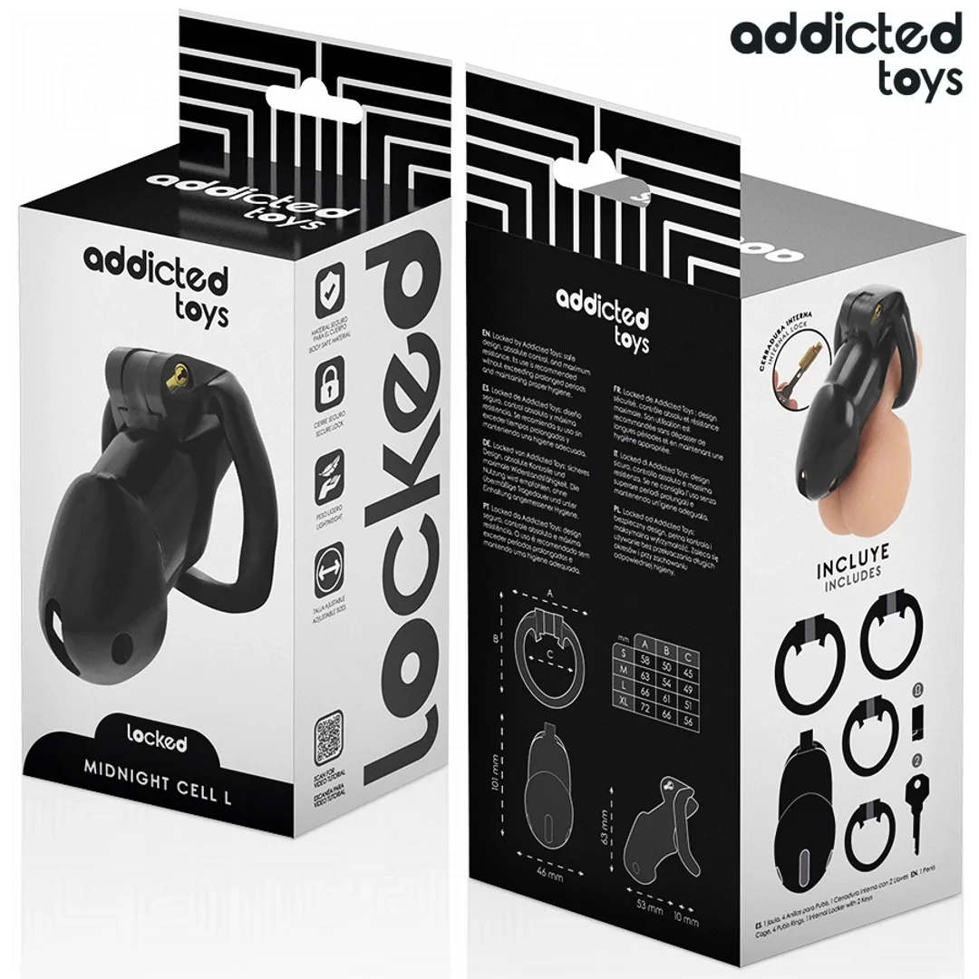 Addicted Toys Locked Midnight Cell System L - klatka zabezpieczająca, czarna — zdjęcie 6