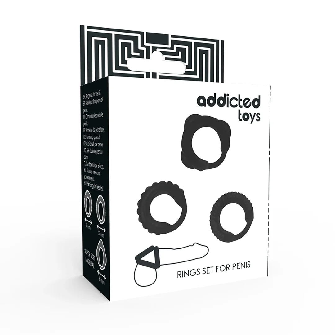 Addicted Toys Zestaw 3 Anatomicznych Pierścieni Czarny - Silikonowy — zdjęcie 4