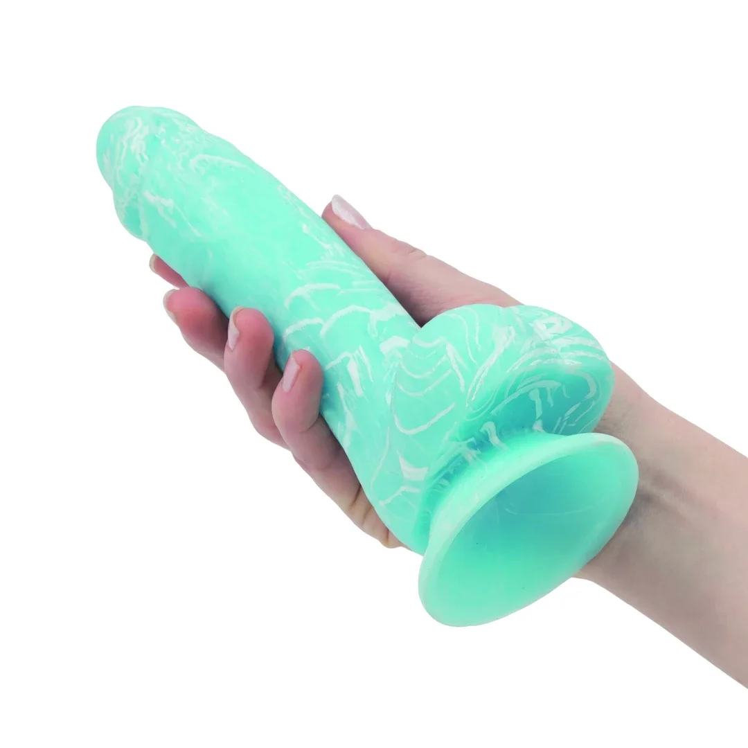 Addiction Luke Glow in the Dark Blue 19 cm - Model silikonowy z przyssawką — zdjęcie 4