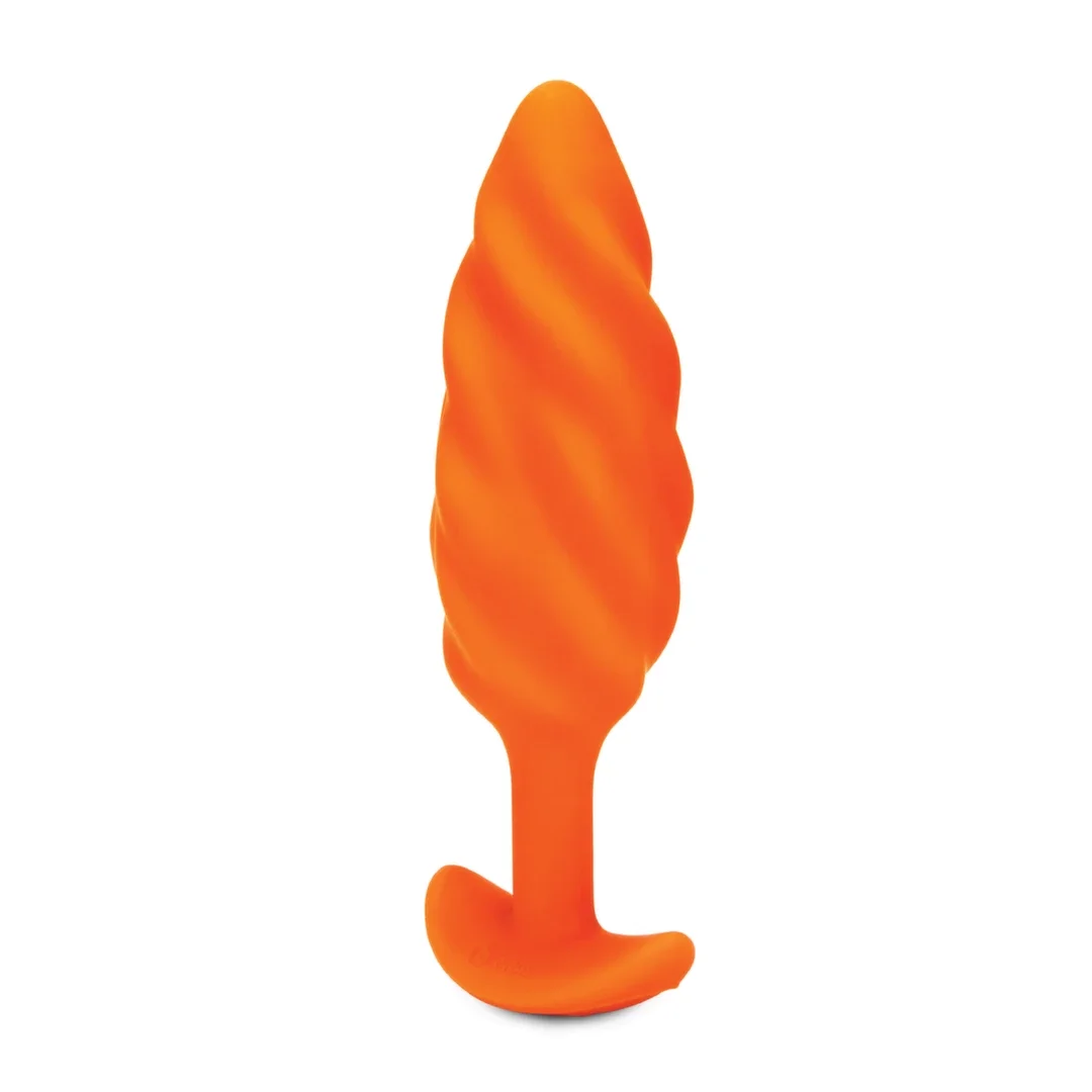 b-Vibe Texture Plug Swirl Orange - wibrujący model z falistą powierzchnią — zdjęcie 2