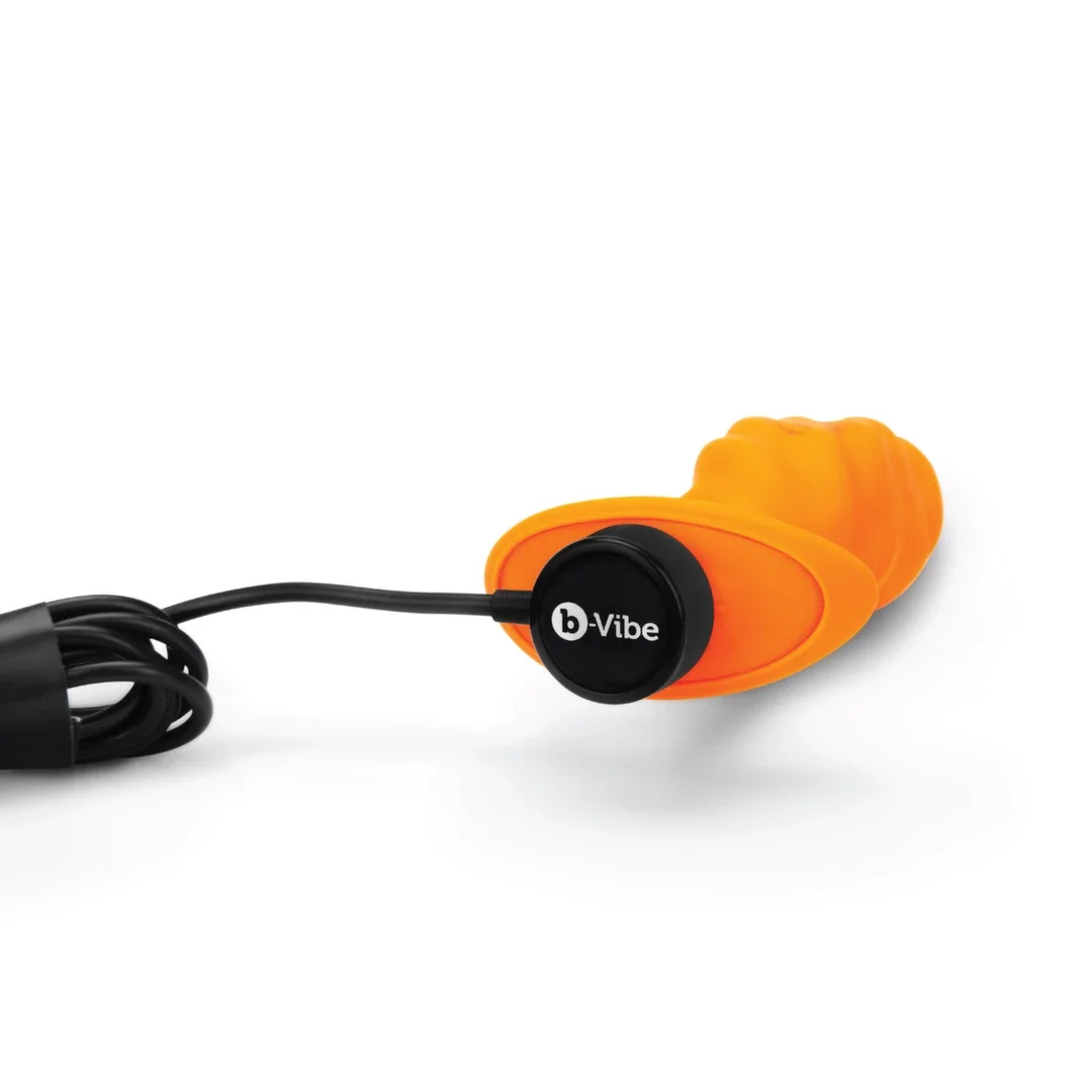 b-Vibe Texture Plug Swirl Orange - wibrujący model z falistą powierzchnią — zdjęcie 6