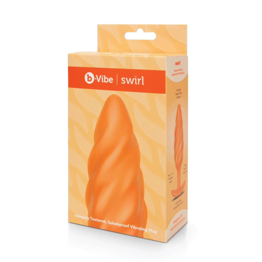 b-Vibe Texture Plug Swirl Orange - wibrujący model z falistą powierzchnią — zdjęcie 8