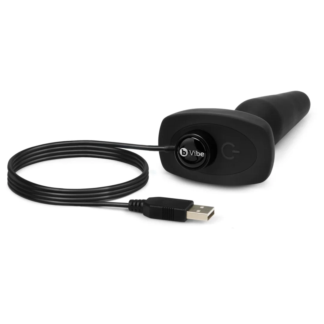b-Vibe Trio Plug Black - model z 3 silnikami, pilot, silikon, średni — zdjęcie 8
