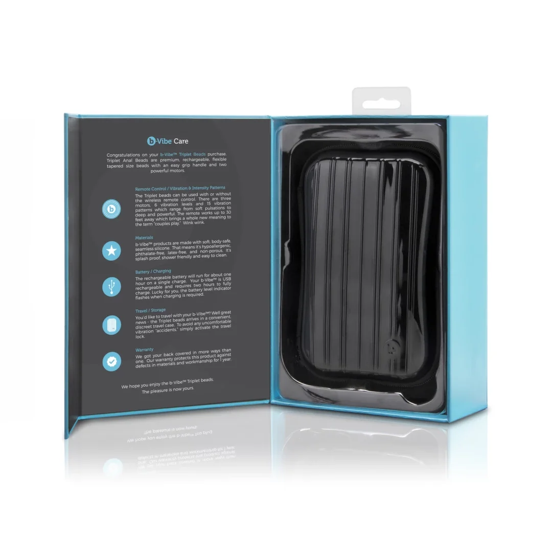 b-Vibe Triplet Black - wibrująca sonda z 2 silnikami i pilotem — zdjęcie 3