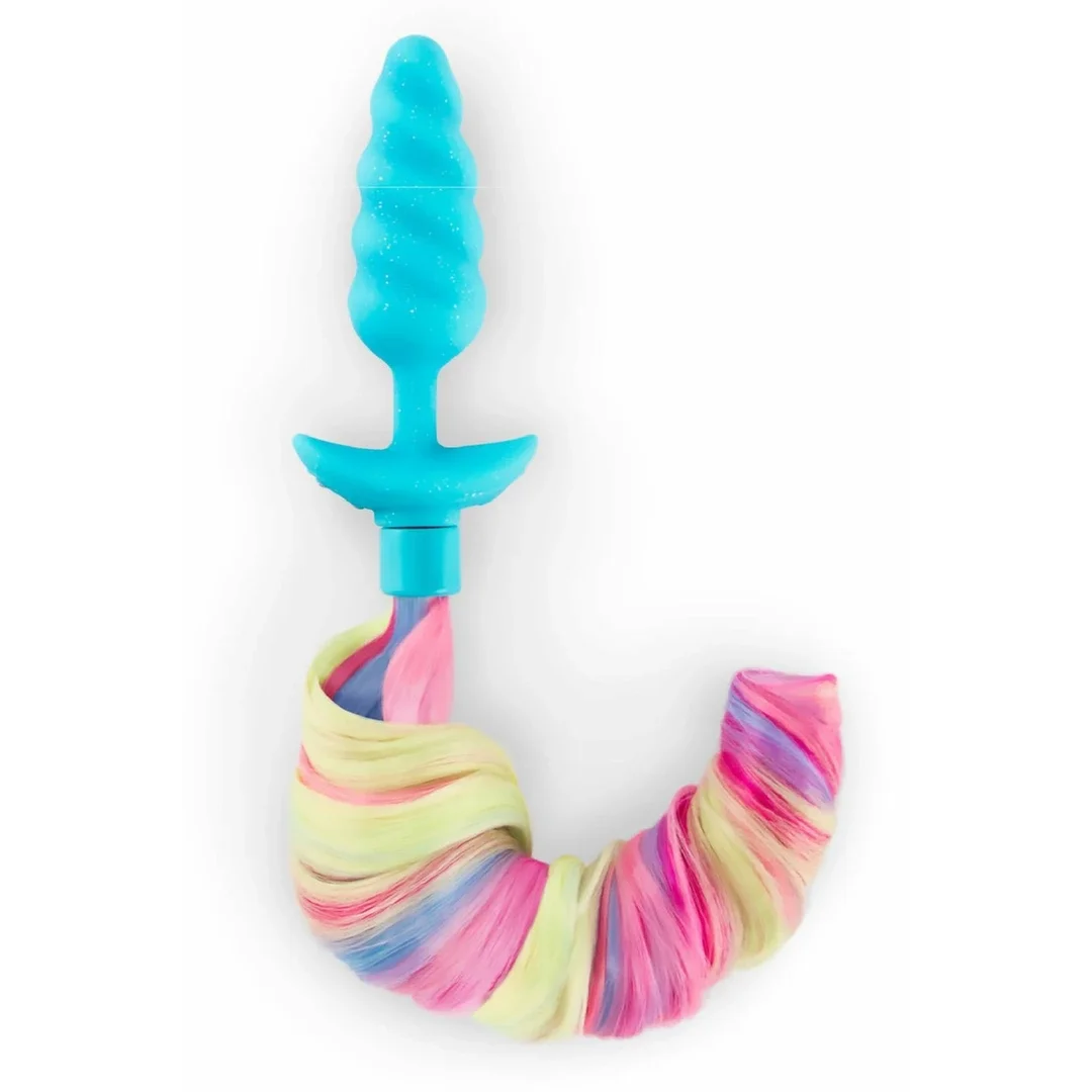 b-Vibe Unicorn Plug z wibrującym systemem i kolorowym ogonem 19" — zdjęcie 2