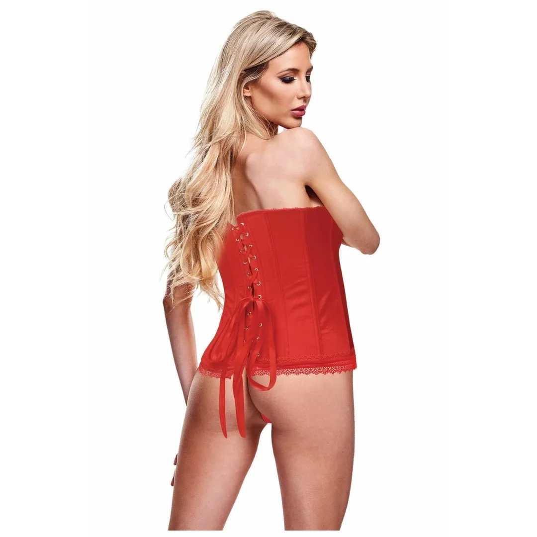 Baci Bustier Red M - elegancki gorset z koronkowym wykończeniem — zdjęcie 4