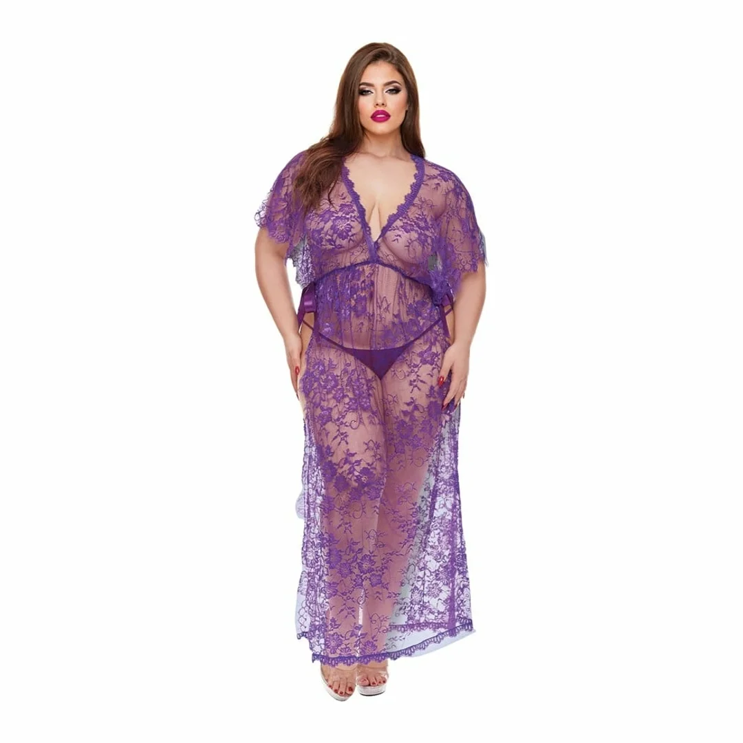 BACI Lingerie Midnight Desire koronkowa suknia maxi fioletowa QS — zdjęcie 2