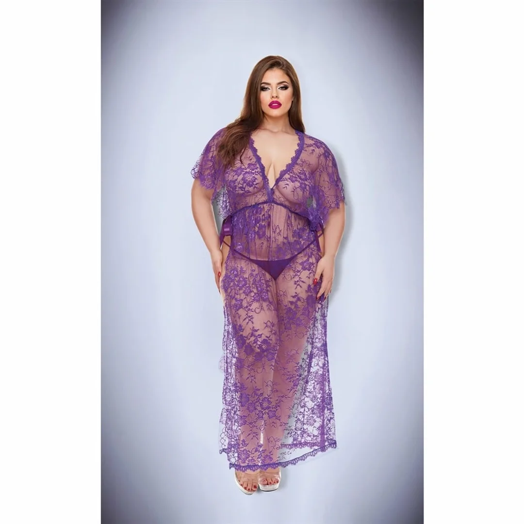 BACI Lingerie Midnight Desire koronkowa suknia maxi fioletowa QS — zdjęcie 3