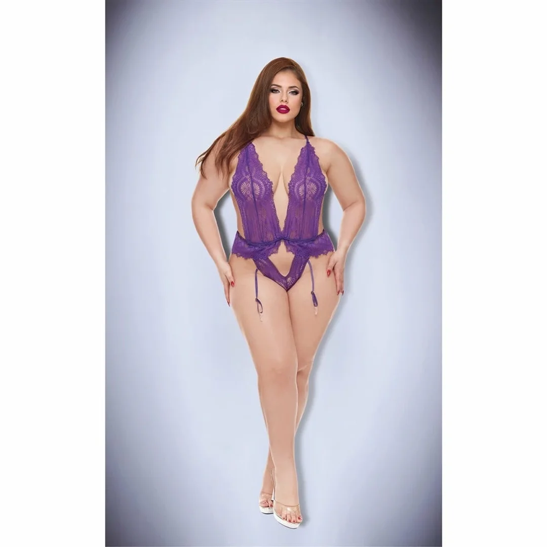 Baci Lingerie Raven Ruffle Body fioletowy z falbanami QS — zdjęcie 3