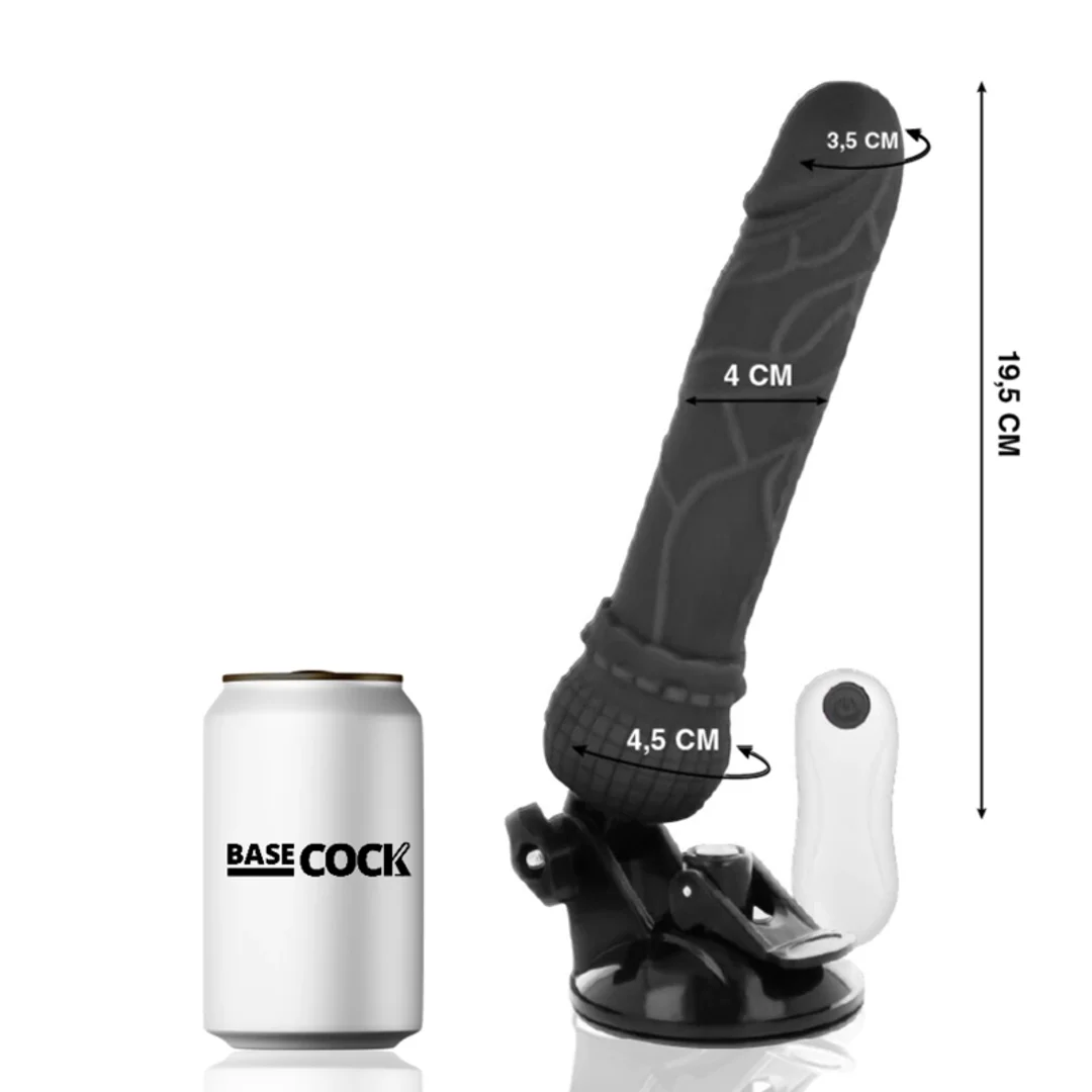 BASECOCK Model Black 19,5 cm - Wibrator z pilotem przewodowym, TPE — zdjęcie 2