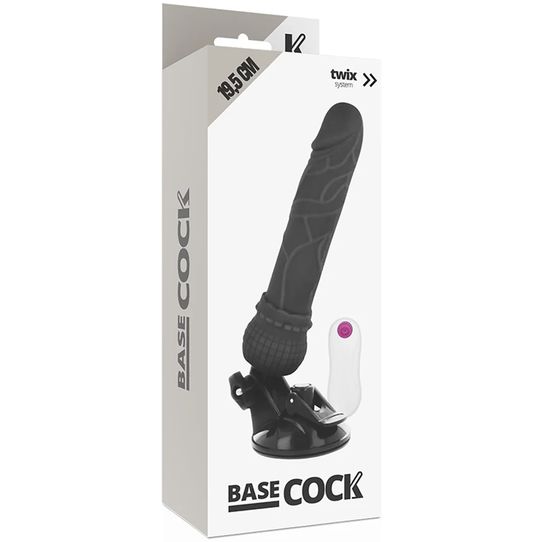 BASECOCK Model Black 19,5 cm - Wibrator z pilotem przewodowym, TPE — zdjęcie 3
