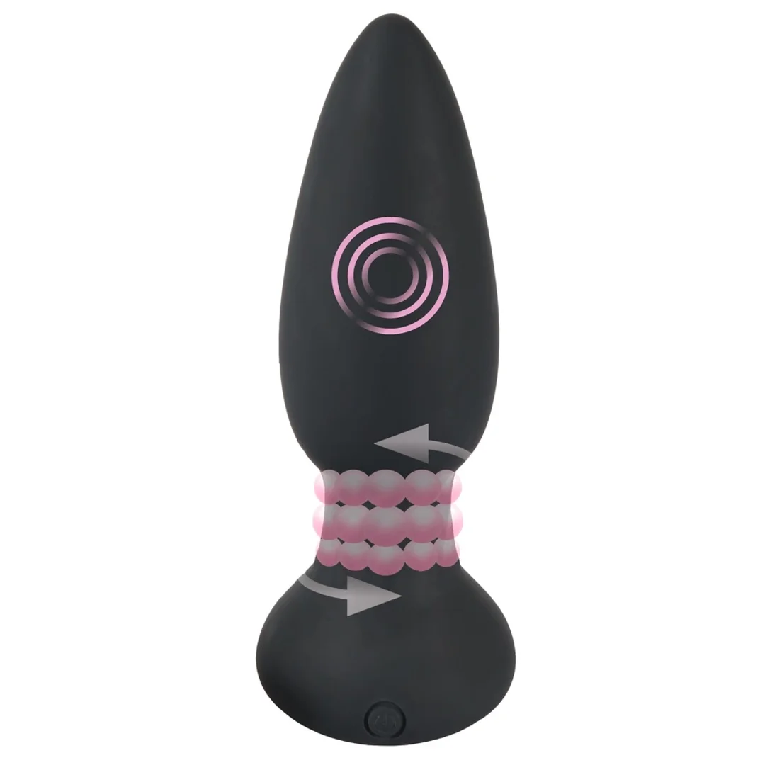 Black Velvets Rotacyjny korek analny z pilotem 14 cm czarny, 7 trybow — zdjęcie 3