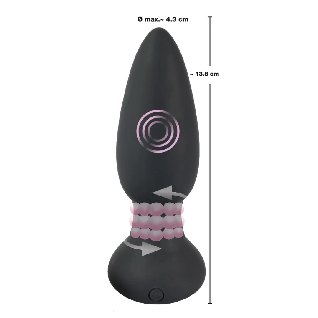 Black Velvets Rotacyjny korek analny z pilotem 14 cm czarny, 7 trybow — zdjęcie 5