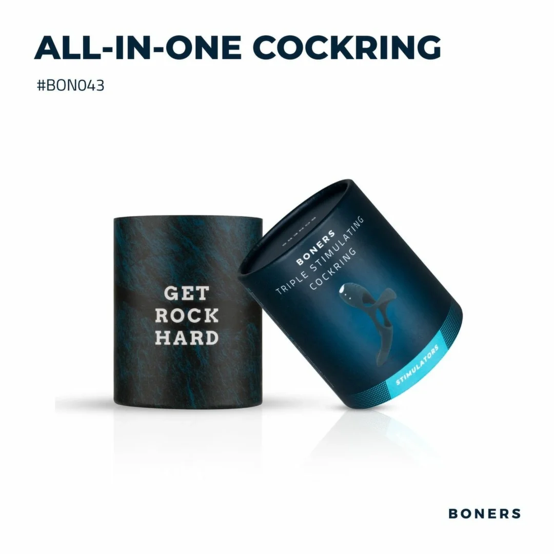 Boners Triple Ring Blue - Anatomiczny Pierścień Wibrujący 3w1, silikonowy