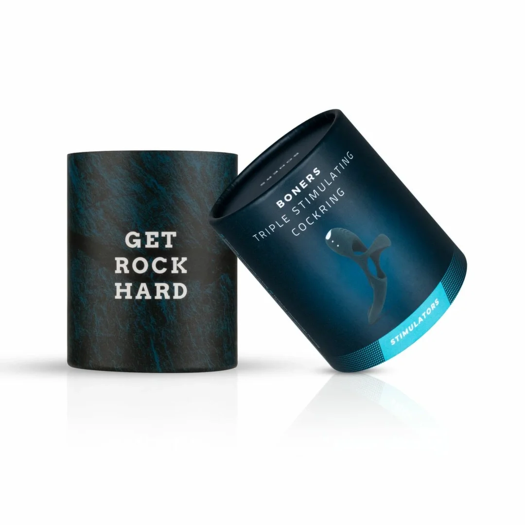 Boners Triple Ring Blue - Anatomiczny Pierścień Wibrujący 3w1, silikonowy