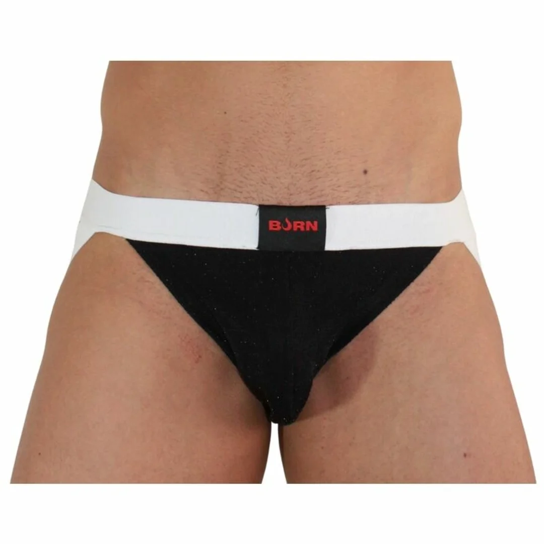 BURN Jock 004 M - Błyszczący czarno-biały pas biodrowy, rozmiar M — zdjęcie 2