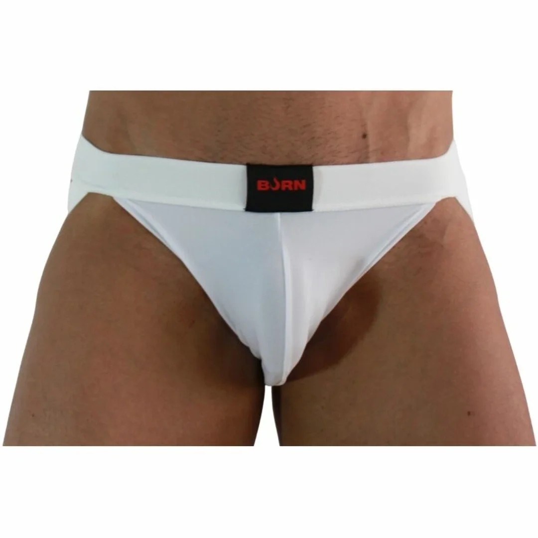 BURN Jockstrap 007 Lycra Biały M - stylowy pas biodrowy z lycry — zdjęcie 2