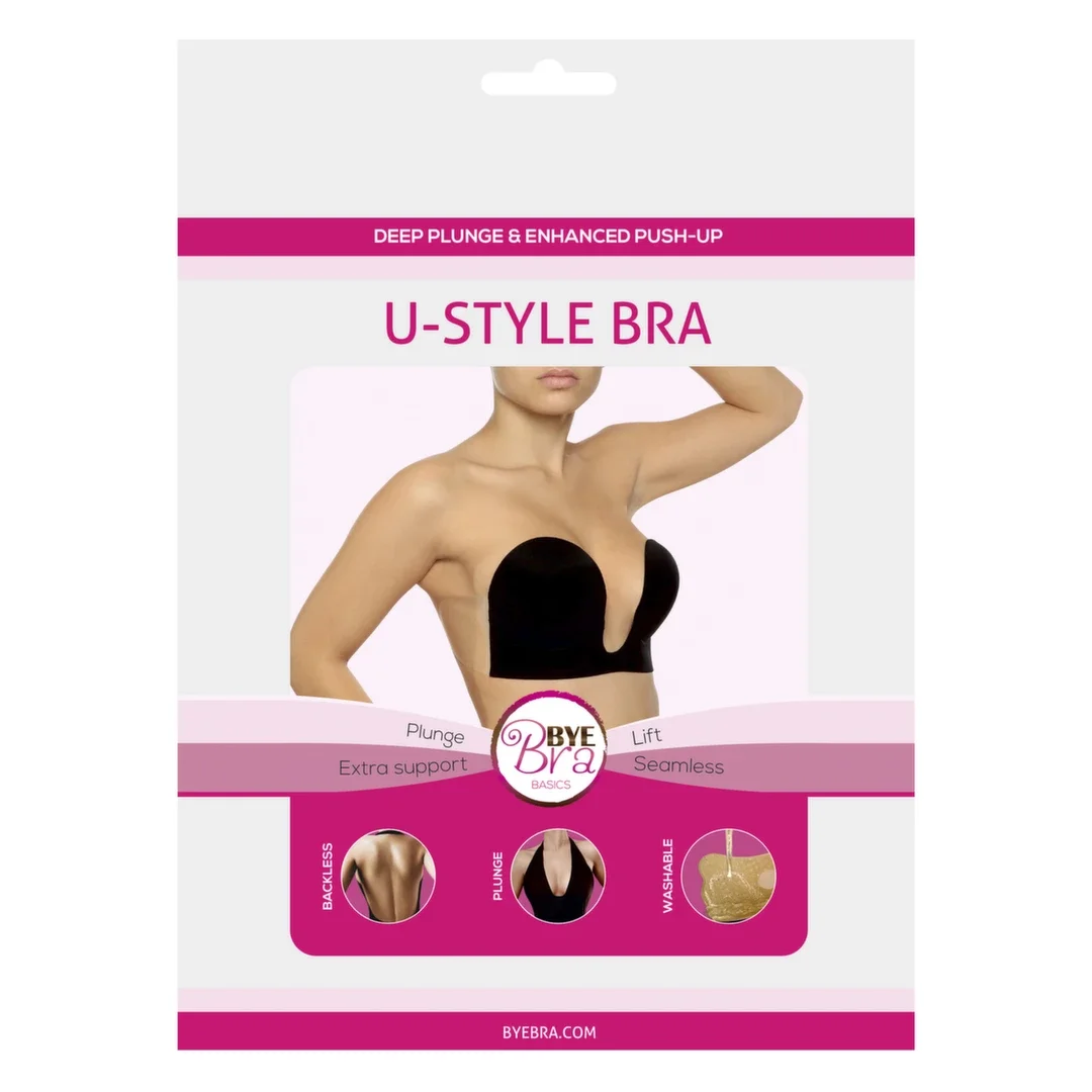 Bye Bra U-Style Bra B Czarny samoprzylepny biustonosz ze skrzydełkami — zdjęcie 5