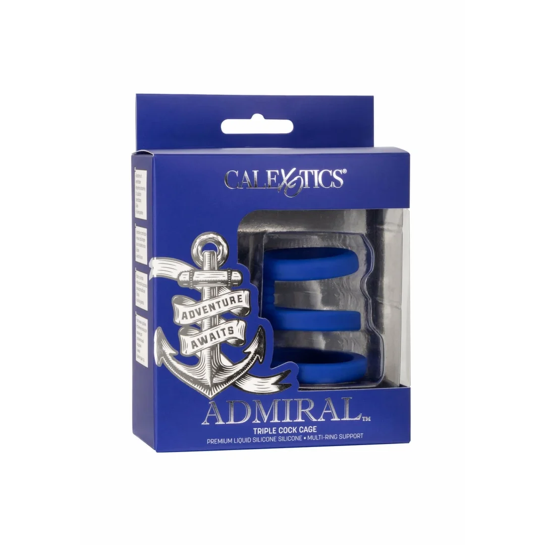 CalExotics Admiral Triple Cock Cage silikonowy pierścień potrojny 4,5x5 cm — zdjęcie 3