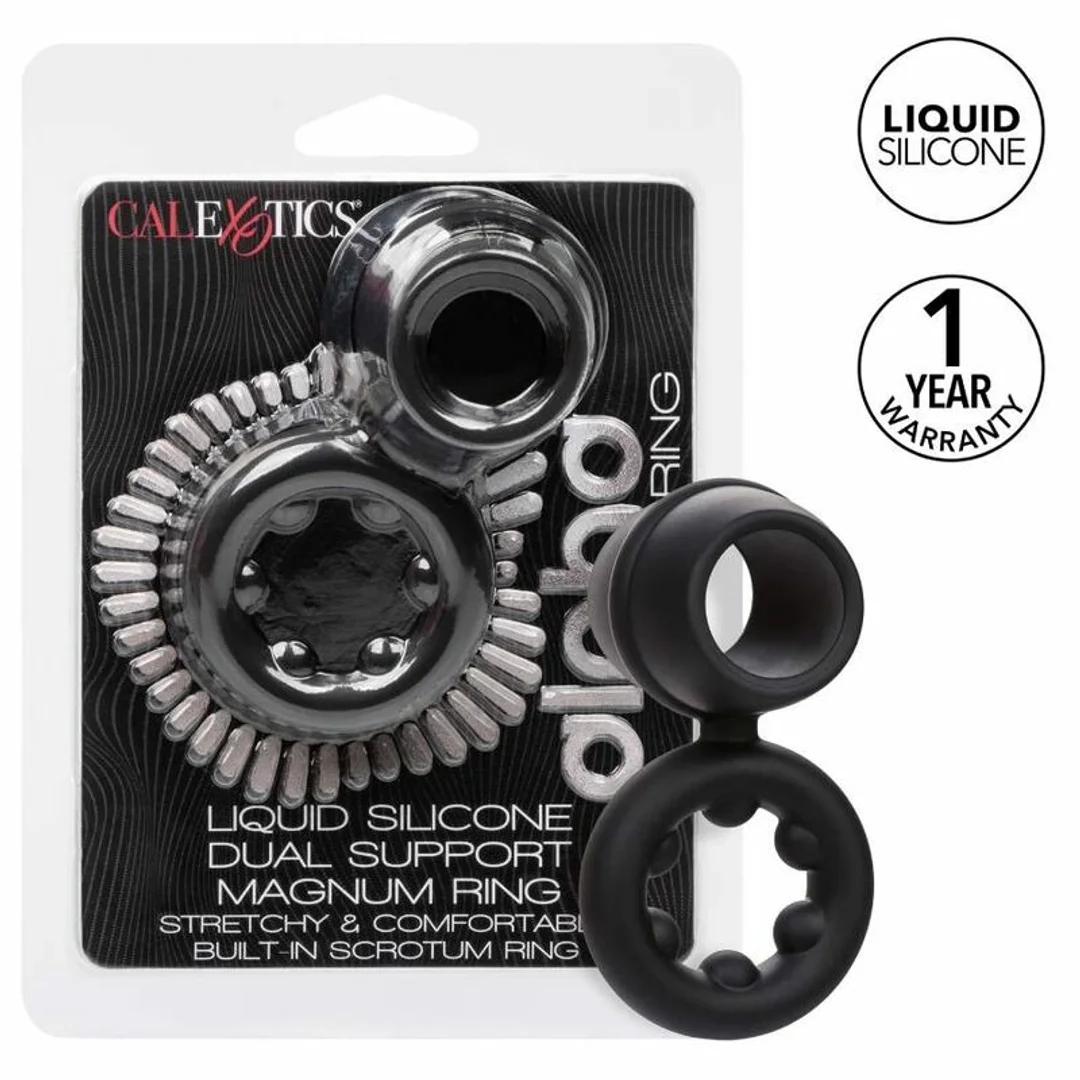 CalExotics Alpha Dual Magnum czarny - podwojny pierścień silikonowy — zdjęcie 2