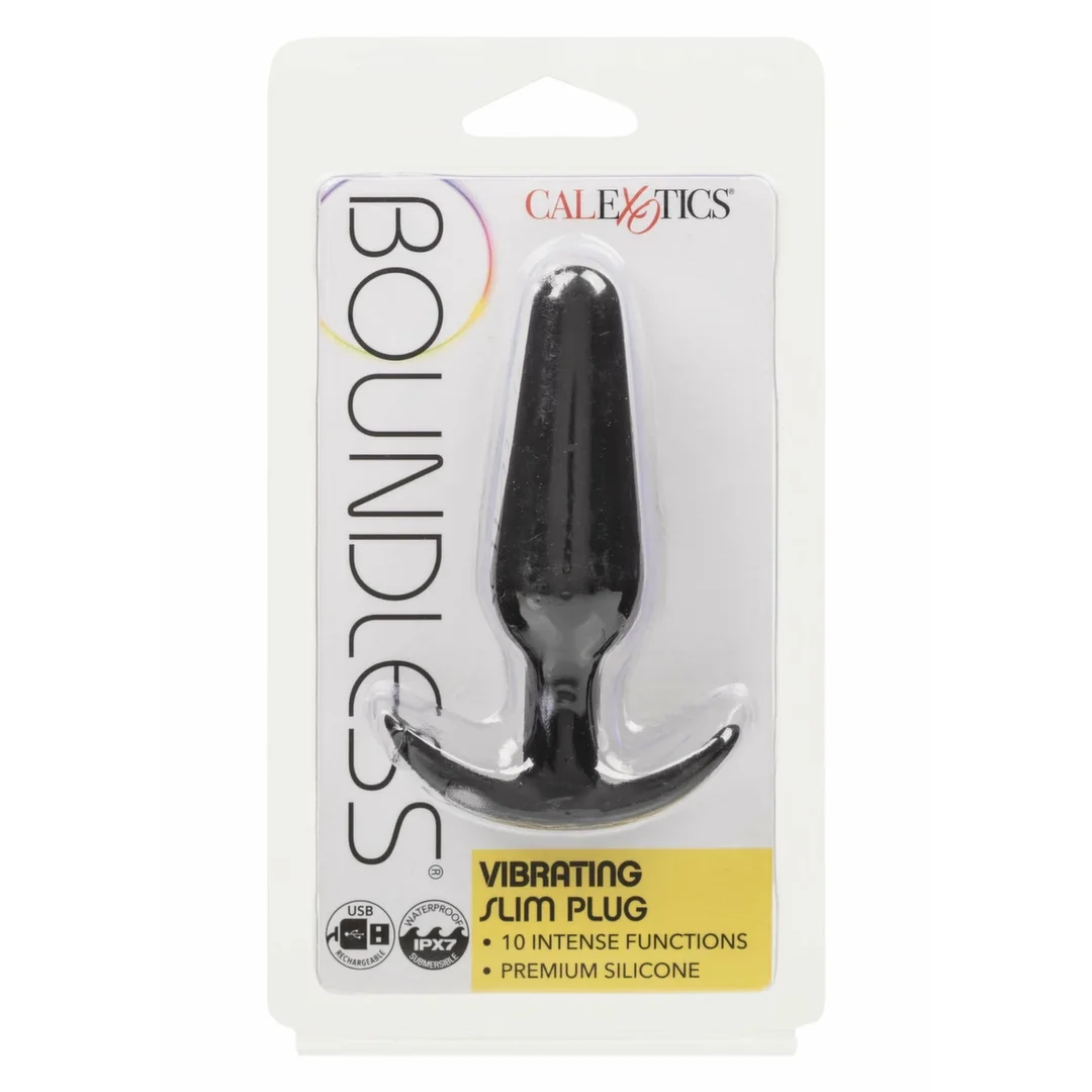 CalExotics Boundless Vibrating Slim Plug silikonowy, wibrujący, czarny — zdjęcie 3