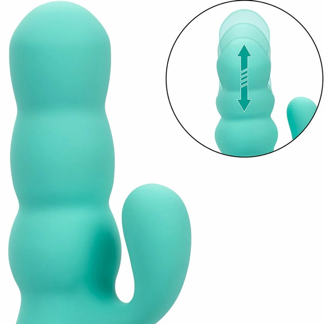 CalExotics California Dreaming Del Mar Diva Aqua Green - podwojny masażer z funkcją pchania — zdjęcie 10
