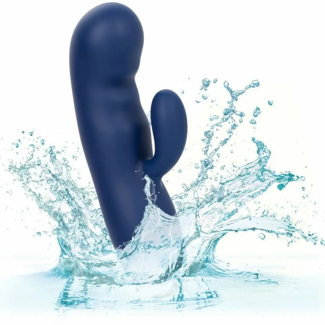 CalExotics Cashmere Silk Duo Blue - masażer dwusilnikowy, silikon, wodoodporny — zdjęcie 8