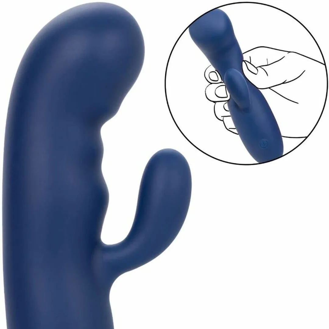 CalExotics Cashmere Silk Duo Blue - masażer dwusilnikowy, silikon, wodoodporny — zdjęcie 10