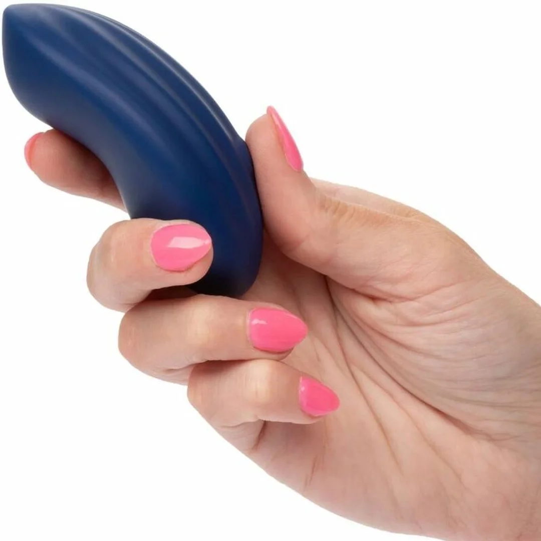 CalExotics Cashmere Velvet Curve Blue - Masażer silikonowy 10 trybow IPX7 — zdjęcie 9