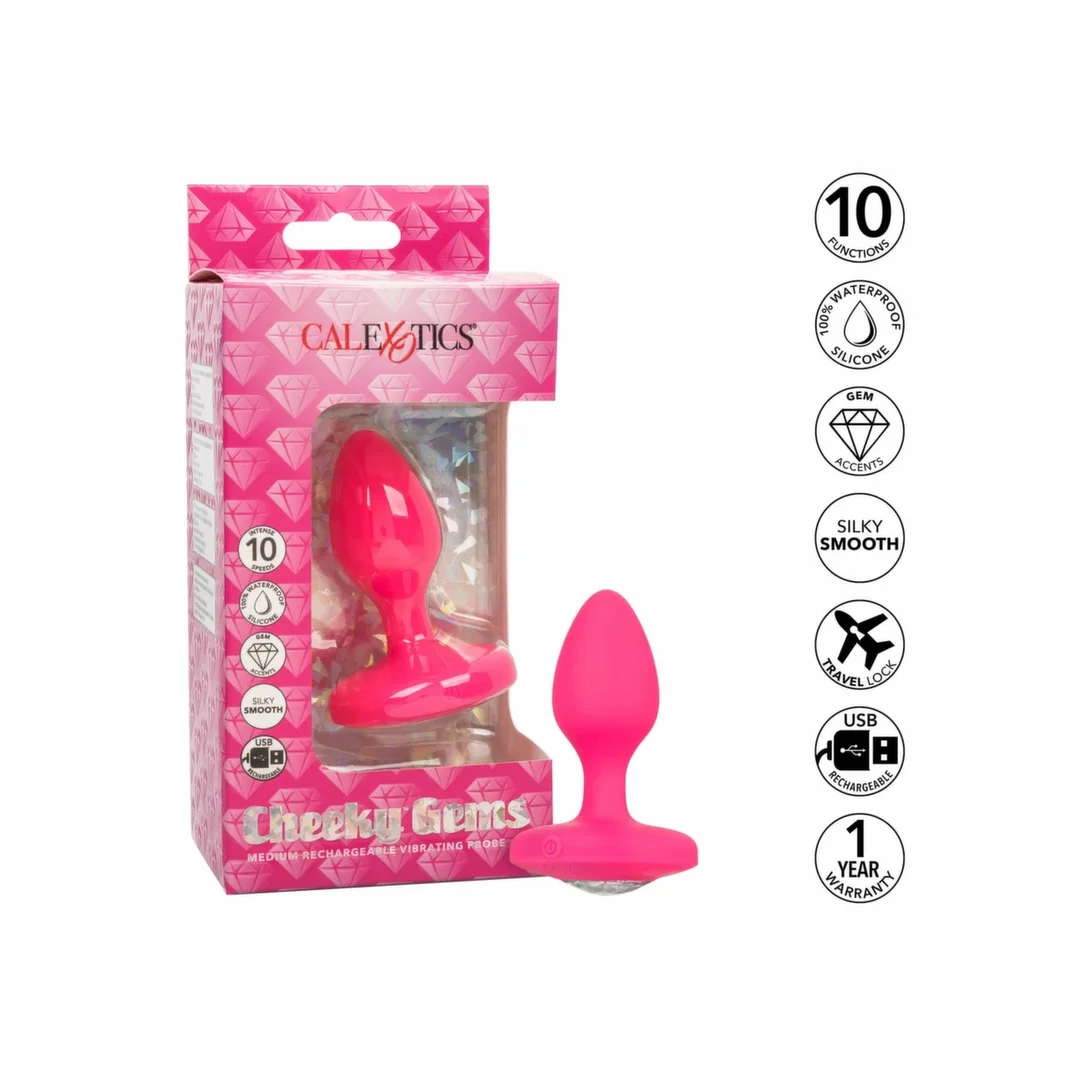 CalExotics Cheeky Gem Medium Sonda Wibrująca z Kryształową Bazą — zdjęcie 9