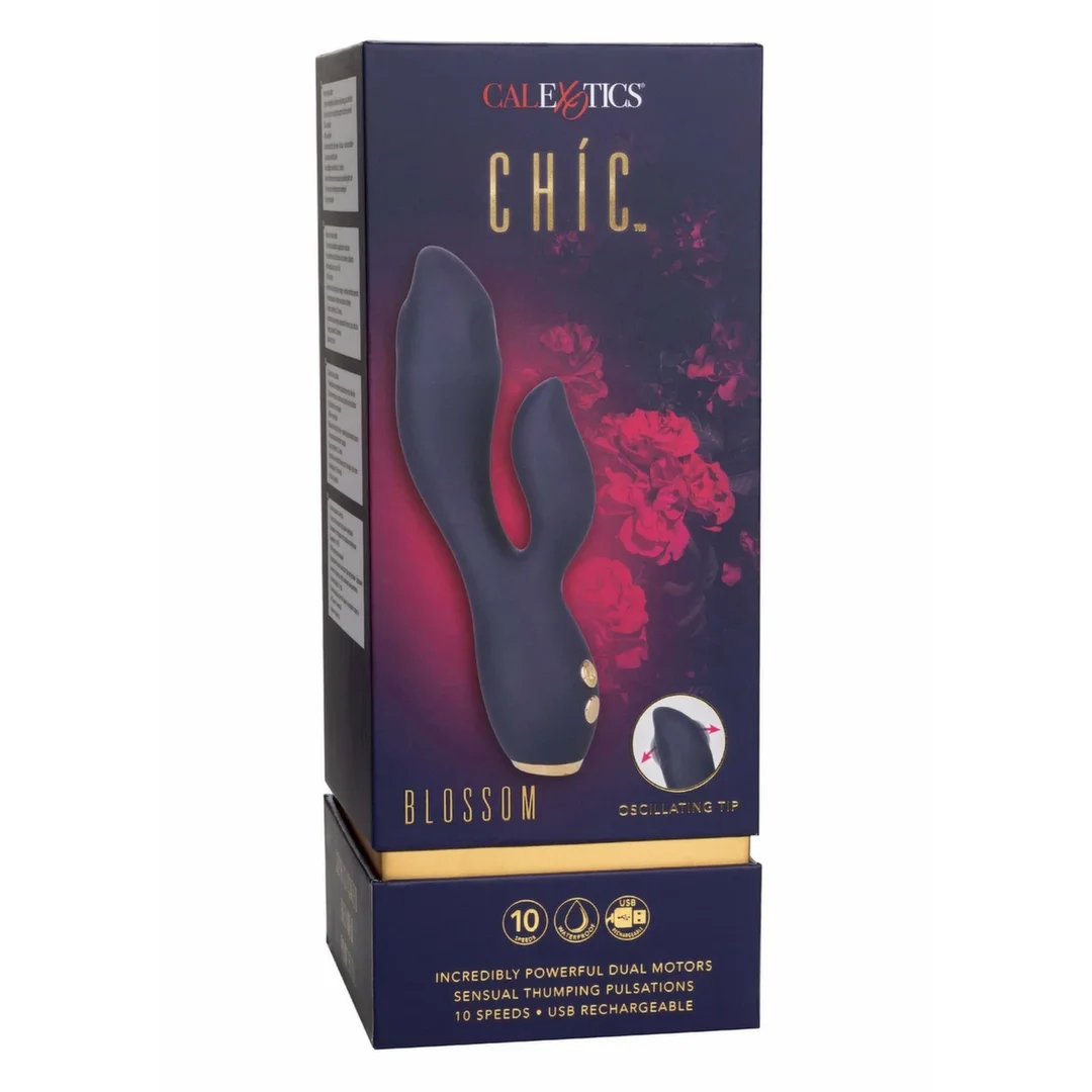 CalExotics Chic Blossom - dwusilnikowy masażer intymny, fioletowy — zdjęcie 3