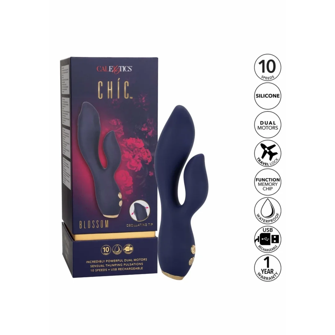 CalExotics Chic Blossom - dwusilnikowy masażer intymny, fioletowy — zdjęcie 5