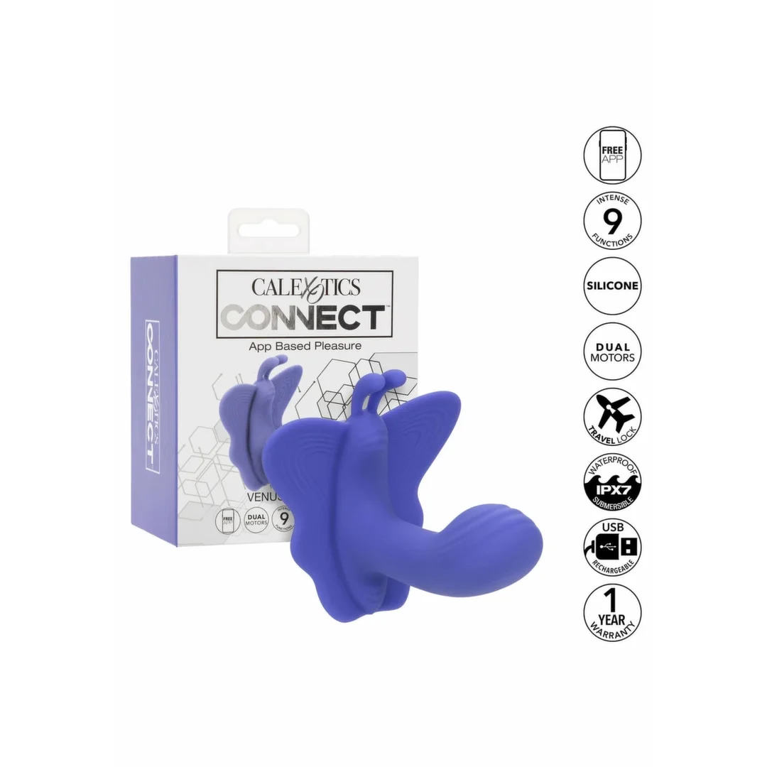 CalExotics Connect Venus Butterfly - silikonowy model z aplikacją, fioletowy — zdjęcie 5