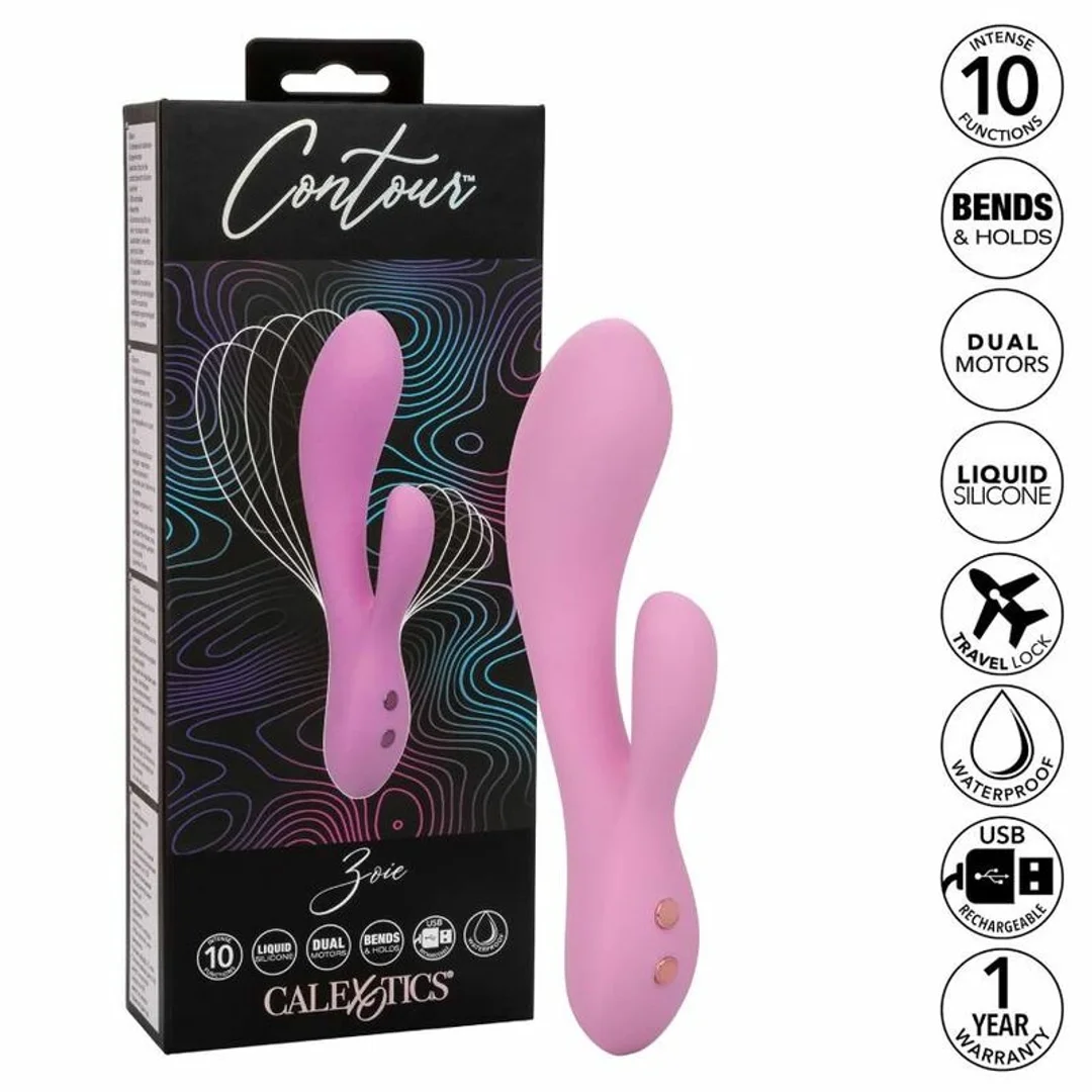 CalExotics Contour Zoie Rożowy - Elastyczny Podwojny Masażer Silikonowy — zdjęcie 2