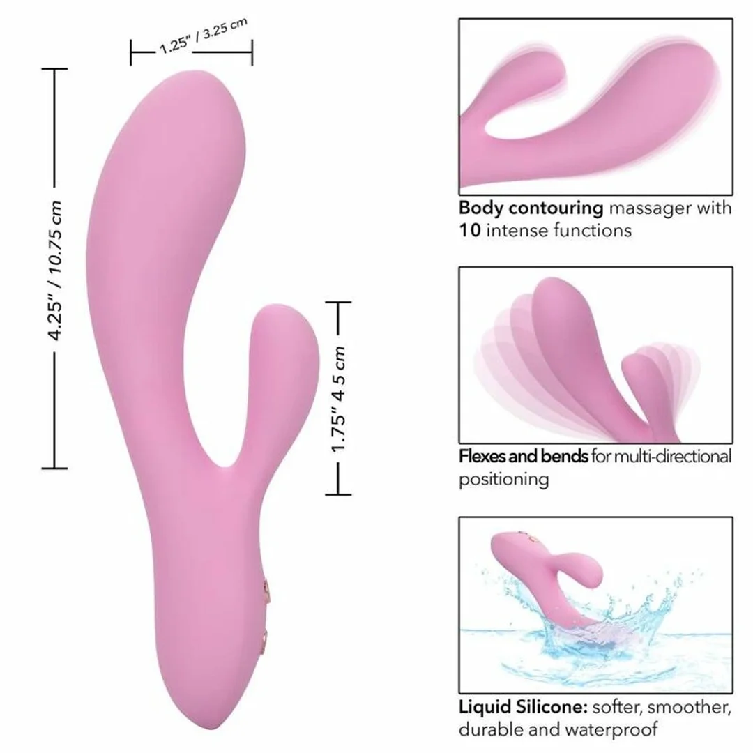 CalExotics Contour Zoie Rożowy - Elastyczny Podwojny Masażer Silikonowy — zdjęcie 3