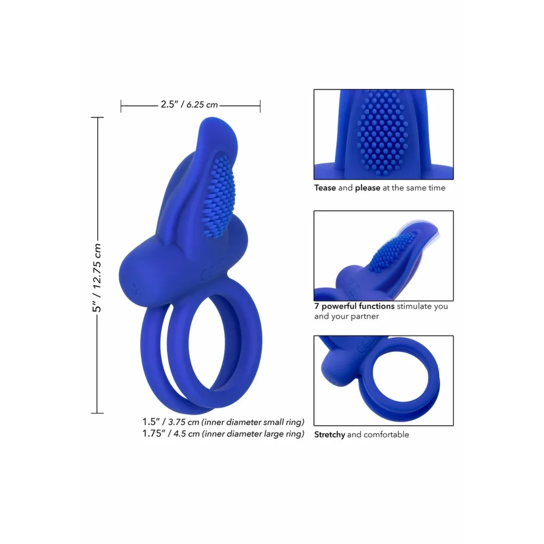 CalExotics Dual Pleaser Enhancer Recharge silikonowy pierścień wibracyjny z pilotem — zdjęcie 4