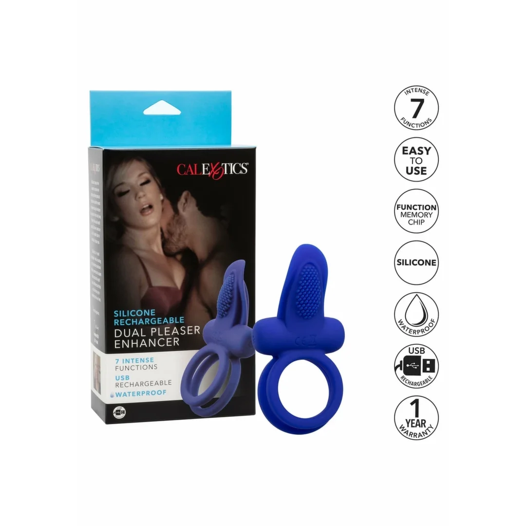 CalExotics Dual Pleaser Enhancer Recharge silikonowy pierścień wibracyjny z pilotem — zdjęcie 5