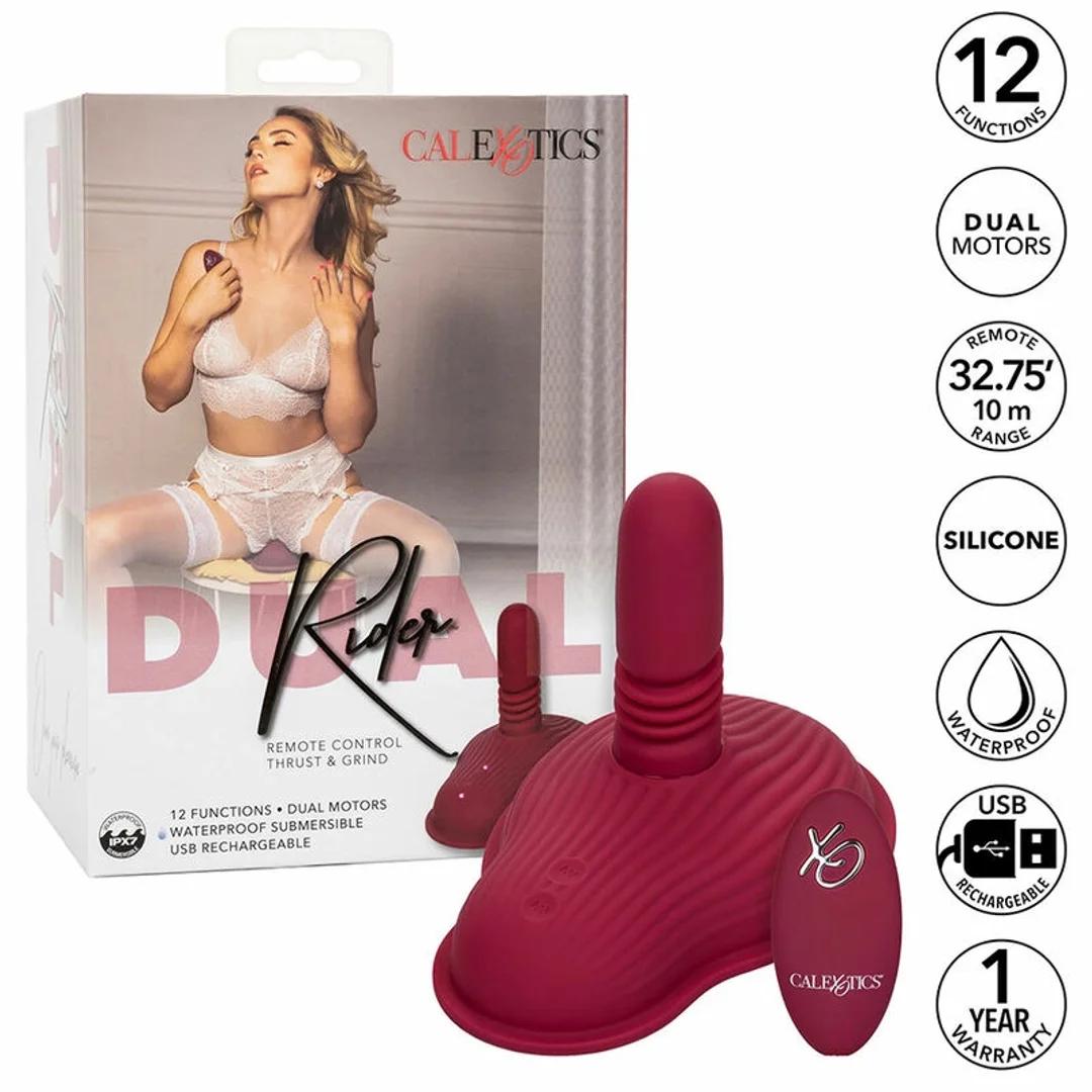 CalExotics Dual Rider czerwony - masażer dwusilnikowy z pilotem — zdjęcie 2