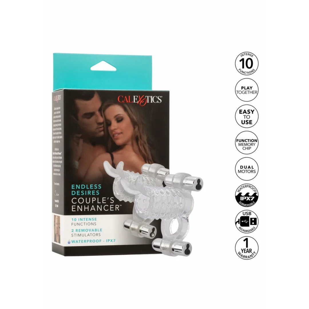 CalExotics Endless Desires Couples Enhancer podwojny pierścień z wibracjami TPR — zdjęcie 5