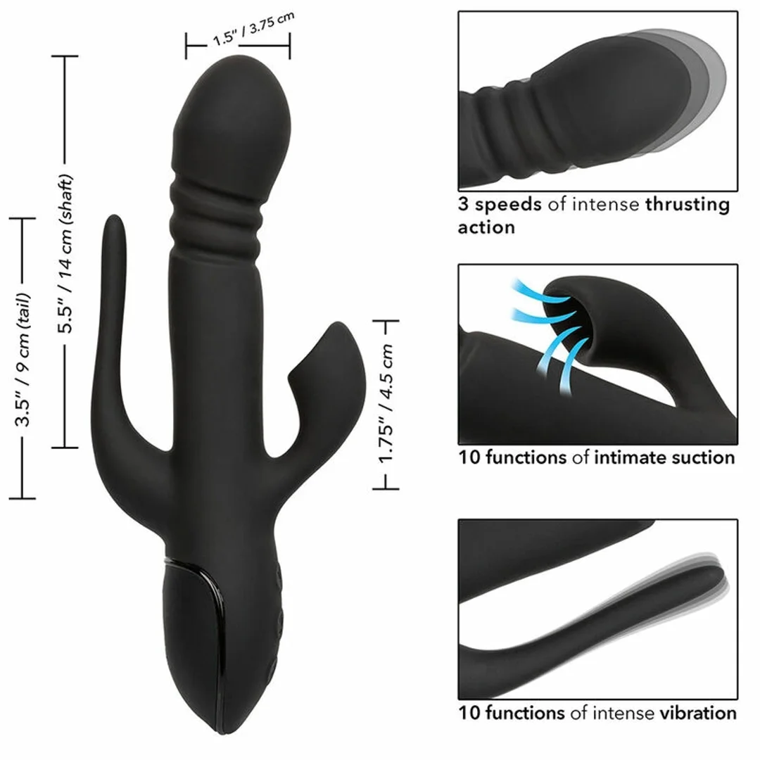 CalExotics Euphoria Triple Action Black - masażer wielofunkcyjny, silikonowy — zdjęcie 9