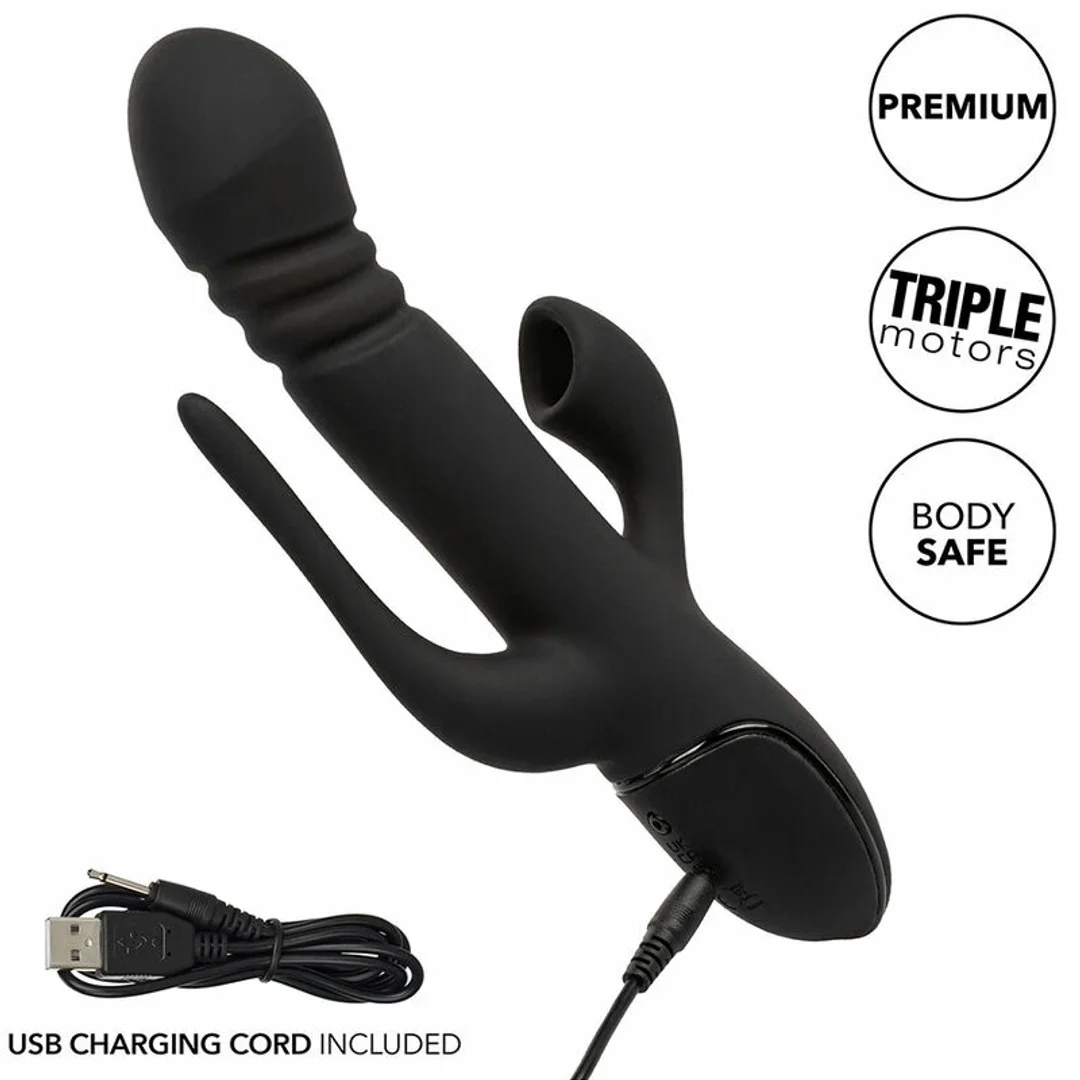 CalExotics Euphoria Triple Action Black - masażer wielofunkcyjny, silikonowy — zdjęcie 10