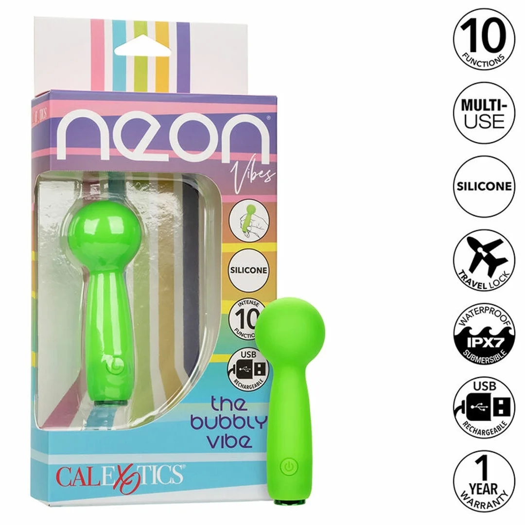 CalExotics Neon Vibes Bubbly Vibe Mini Masażer Zielony 10 Trybow USB — zdjęcie 2